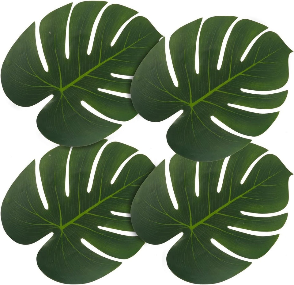ATFL artificial palm leaves offer durable, reusable big-leaf placemats for tropical table decor.