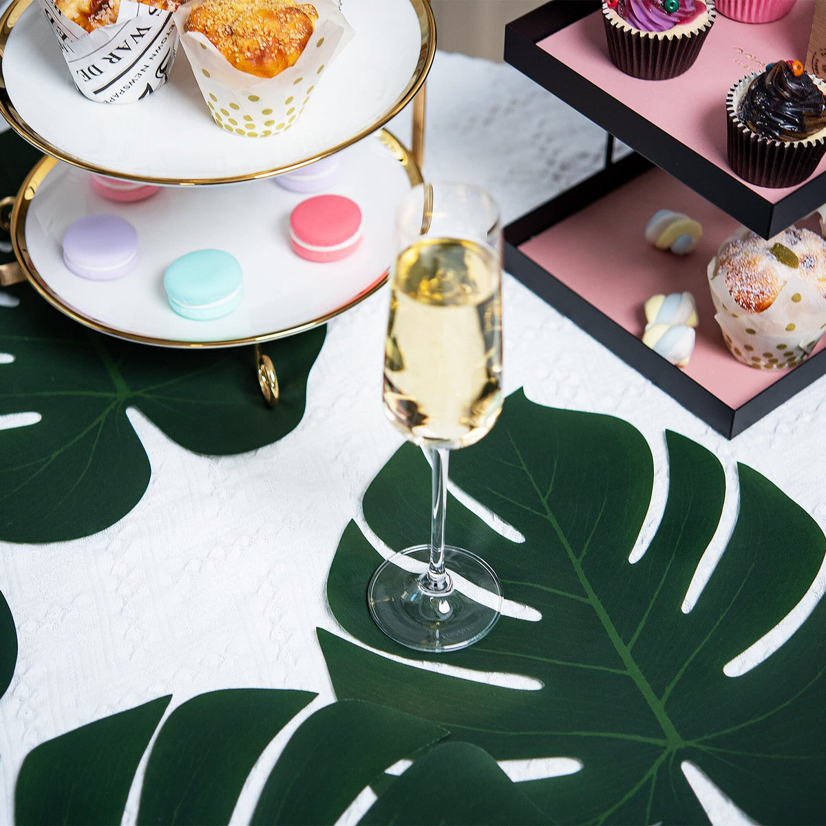 ATFL artificial palm leaves enhance home dining with rainforest flair.