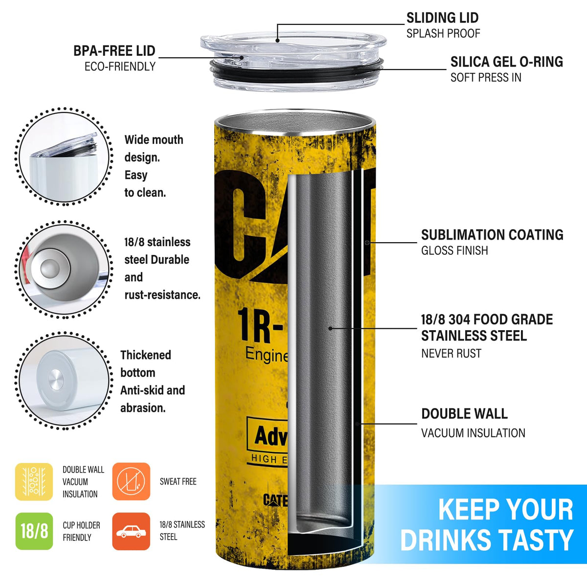 ATHAND CAT-pattern leakproof travel cup suited for daily commutes.