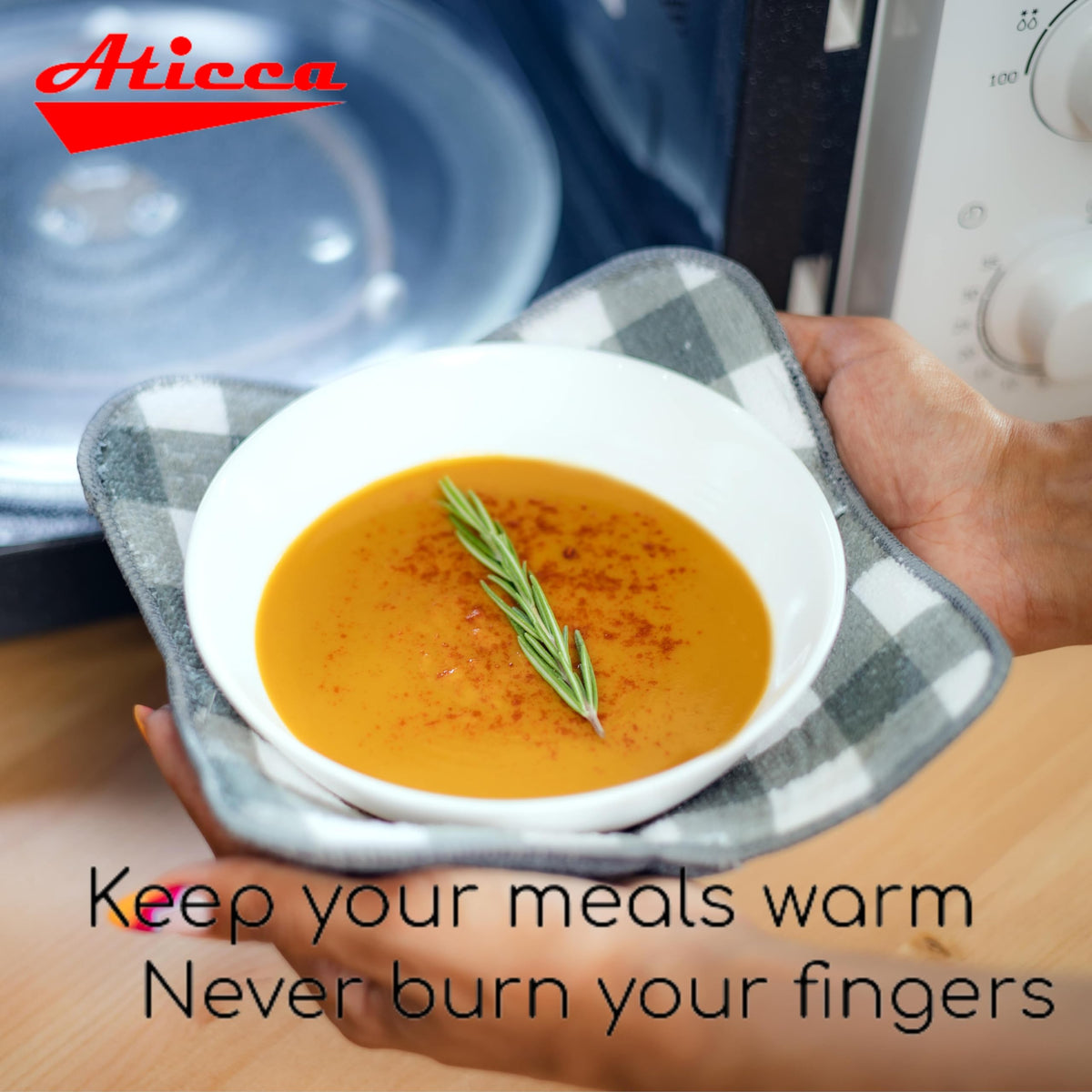 Aticca bowl cozies feature a geometric design for heat dissipation