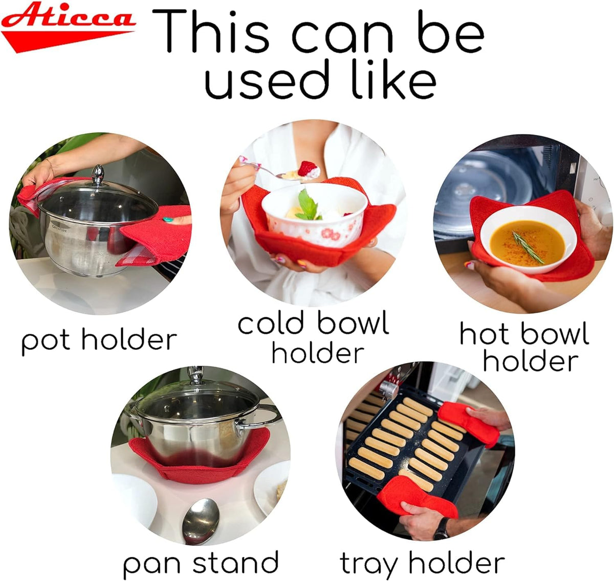 Aticca hot-food holders provide a non-slip grip for meals