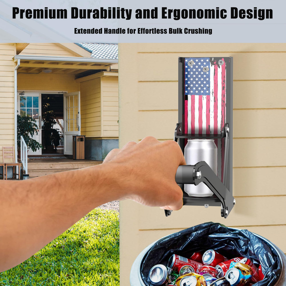 ATINY 16oz can crusher reduces can size for easier disposal