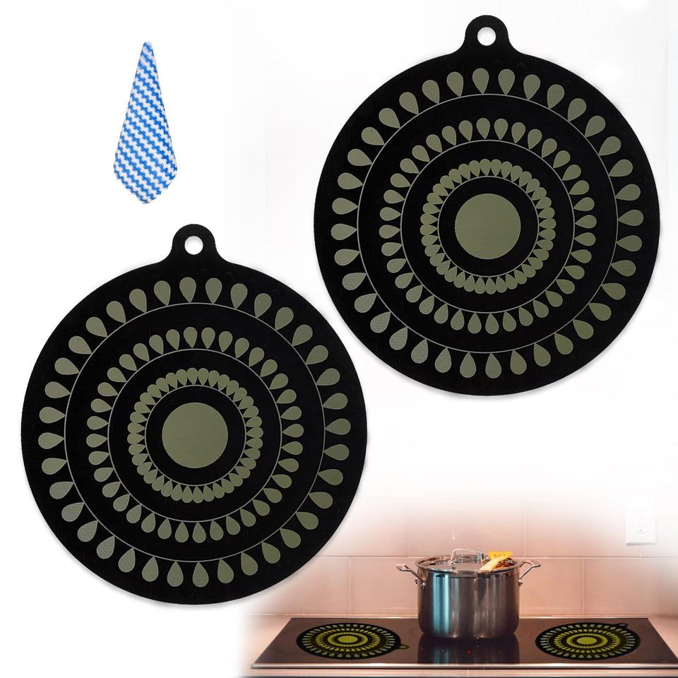 Atlmainx 9.5 inch thermochromic induction mat protecting cooktop with hot alert