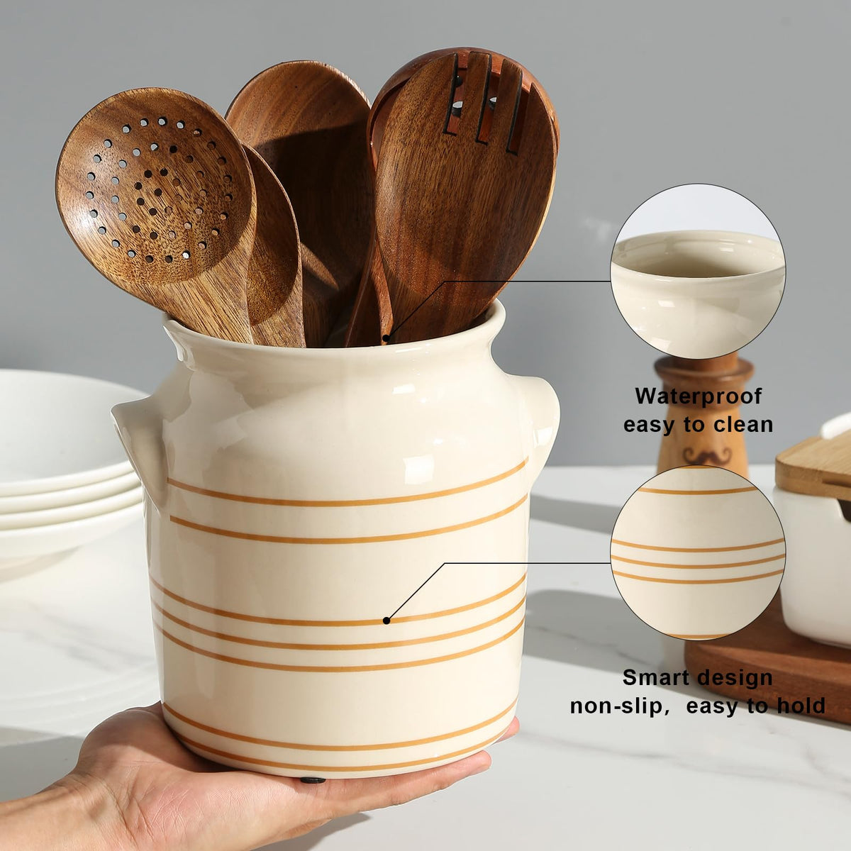 ATLZBLTCI rustic-striped design adds warm charm to any kitchen counter
