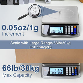 Atogou 66lb food scale pricing function aids accurate price calculation.