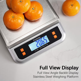 Atogou 88lb food scale backlit display for clear readings from any angle