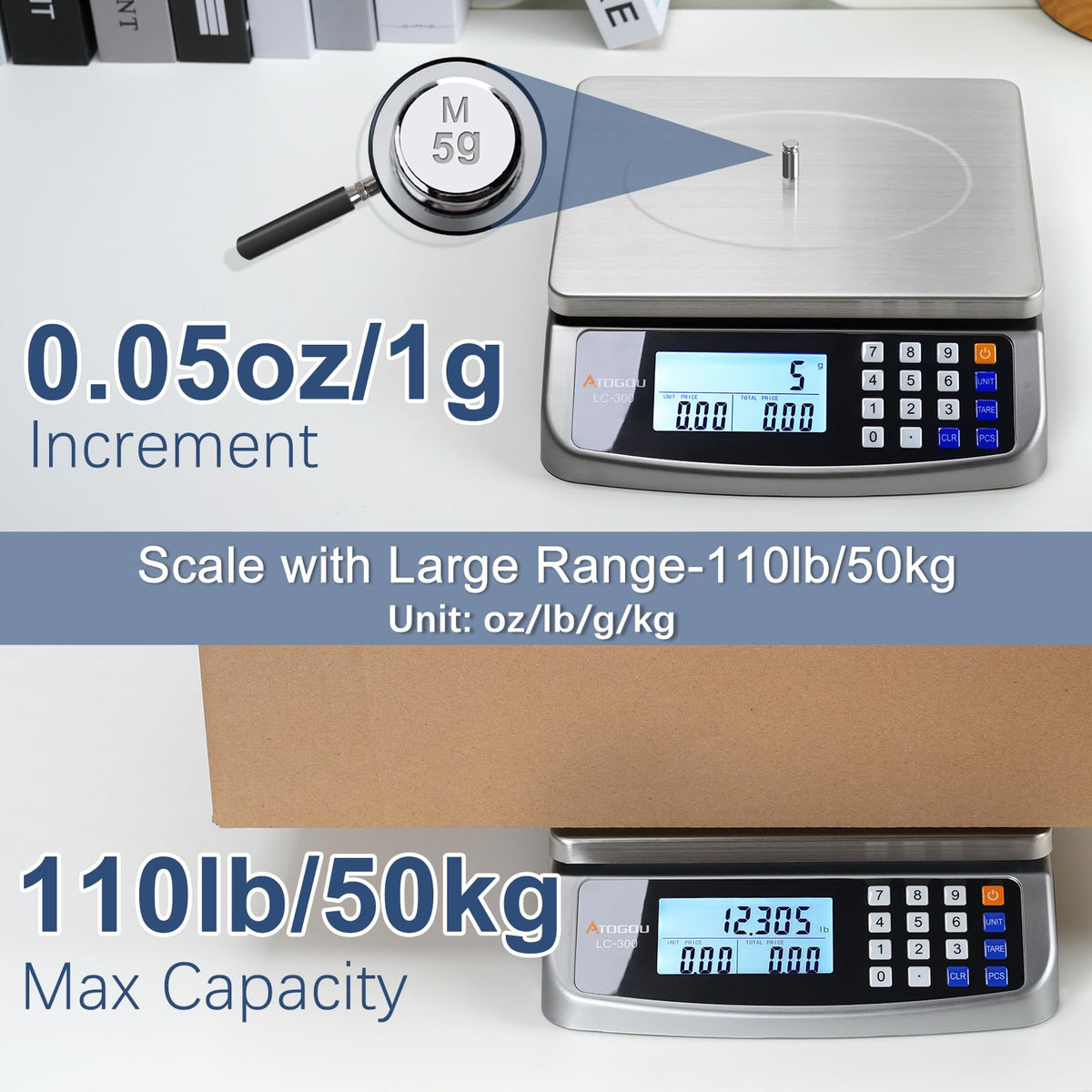 Atogou LC300 Grey display closeup, clear LCD for quick measurements.