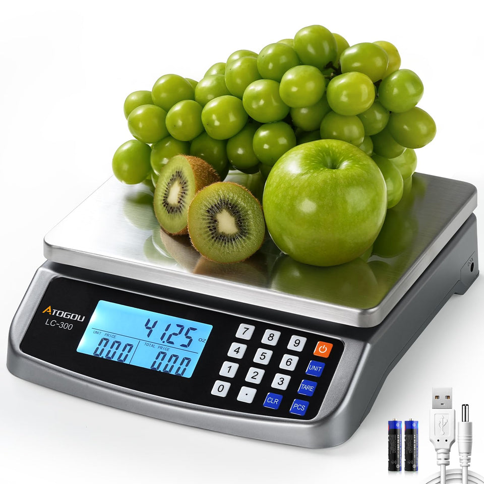 Atogou LC300 Grey front view, a sturdy kitchen scale for precise weighing.