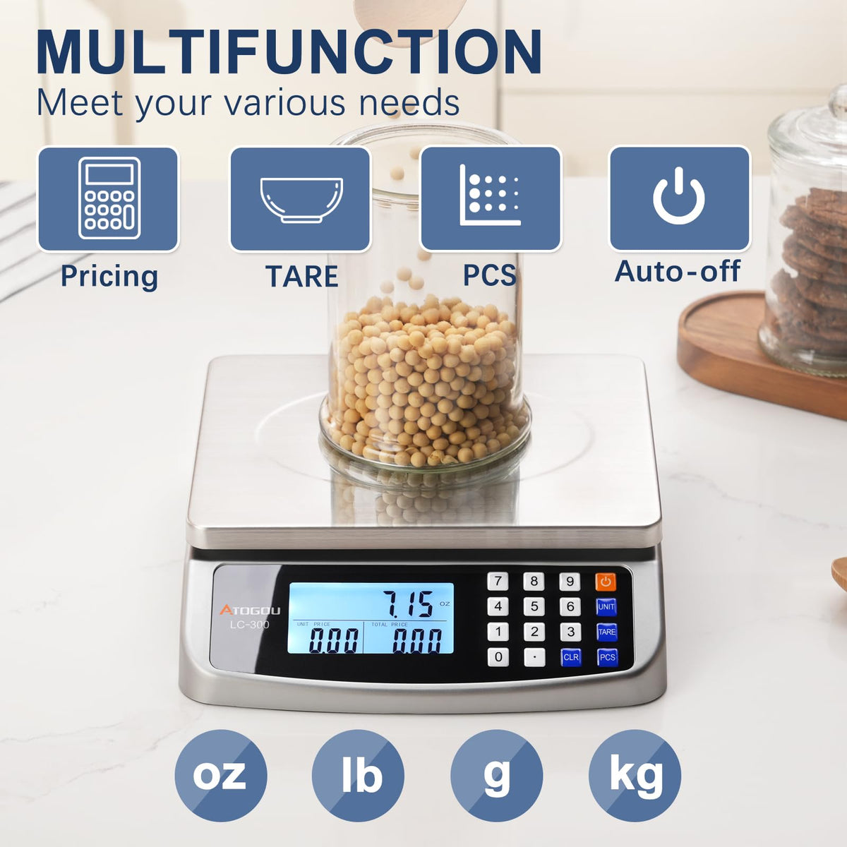Atogou LC300 Grey unit conversion supports multiple measurement units.