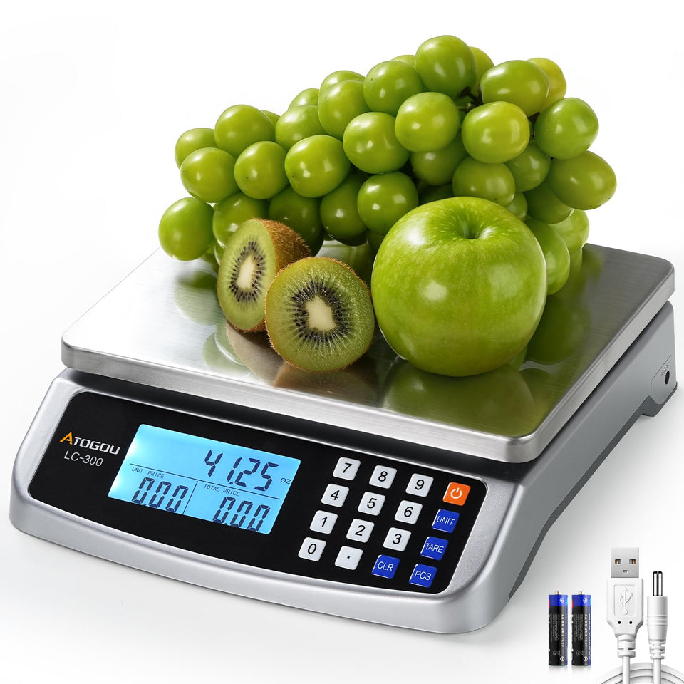 Atogou LC300 scale top view for precise bulk weighing in kitchens