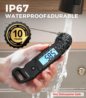 Atogou meat thermometer waterproof IP67 for easy cleanup.