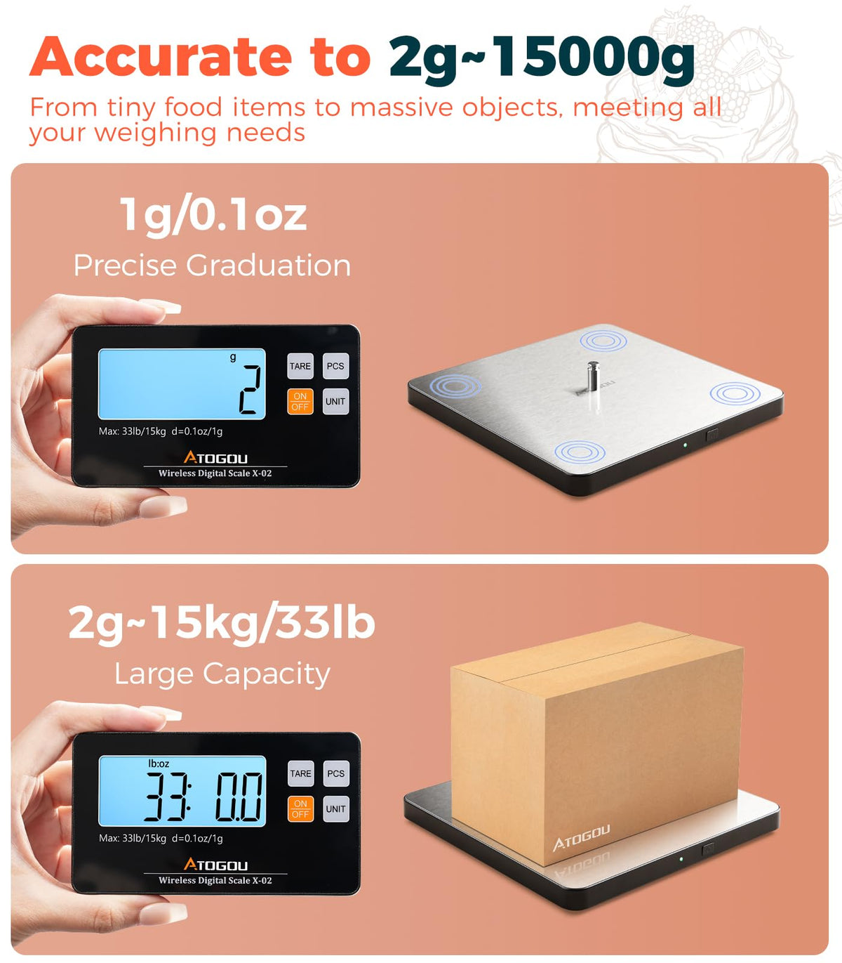 Atogou scale offering 9 units for versatile measurements