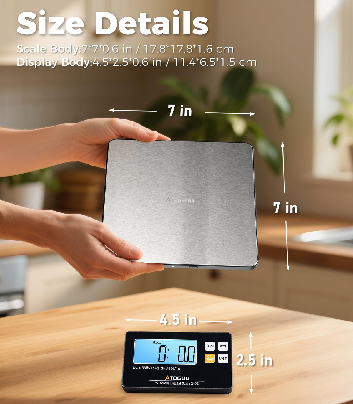 Atogou wireless scale powered by two AAA batteries for reliable use