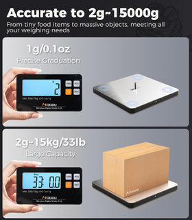 Atogou tare function enables container-weighted accuracy.