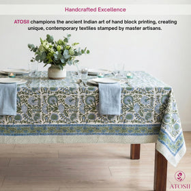 ATOSII Clover Blue handblock floral print adds artisanal charm to everyday meals.