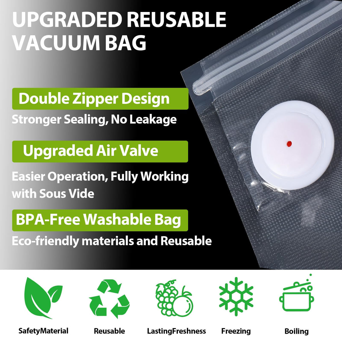 Atosun meal prep vacuum storage bags ideal for bulk portions