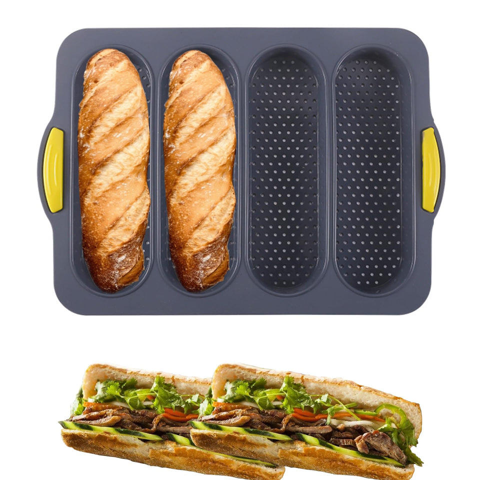 atrccs 4-cavity silicone bread loaf pan for even oven baking