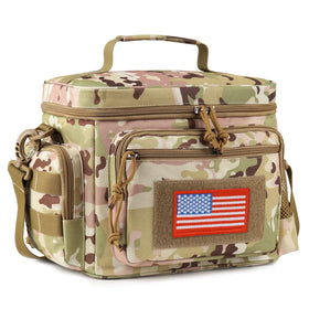 ATRIPACK lunch box front view in camo brown highlighting spacious storage for meals.