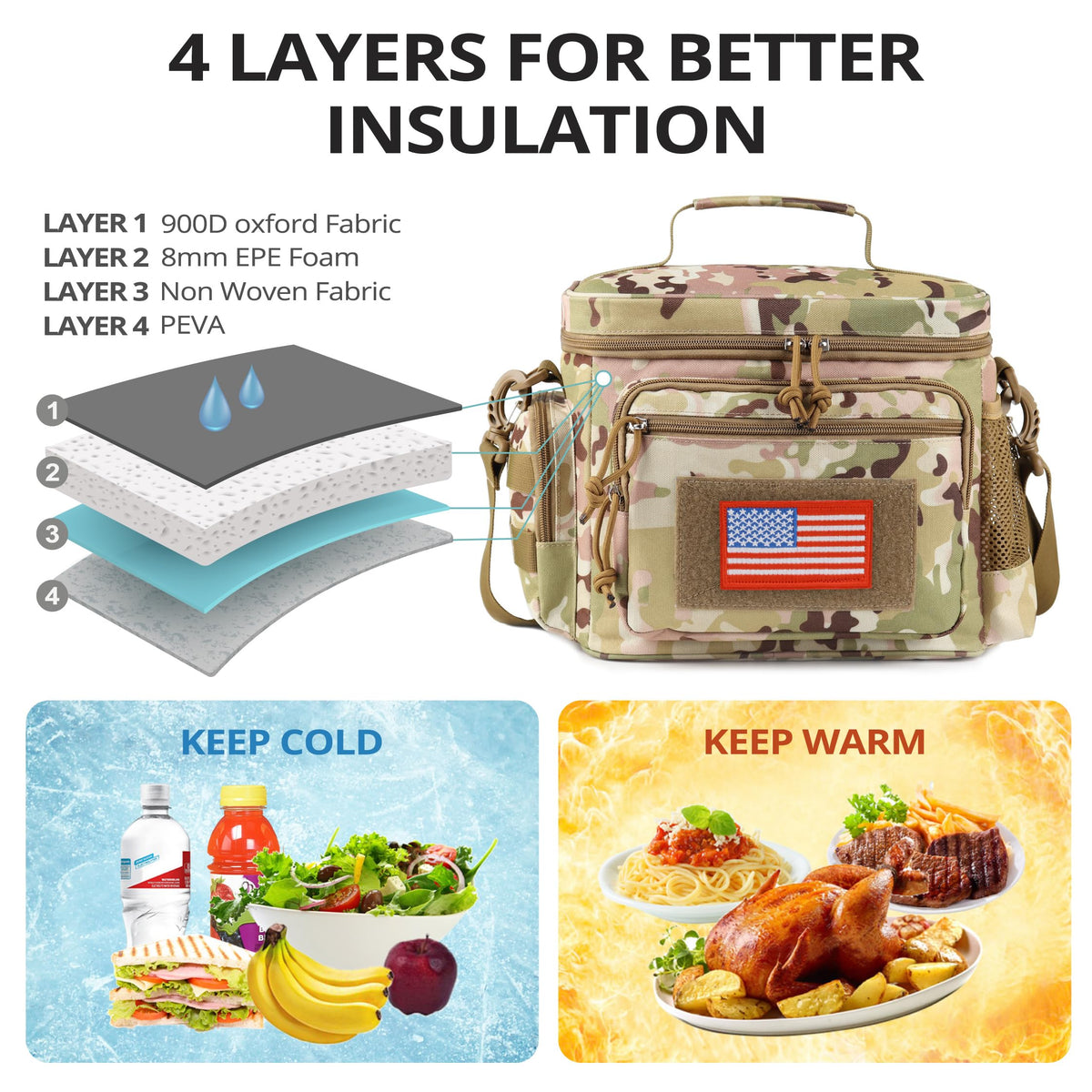ATRIPACK lunch box insulated with 8 mm foam keeps foods at temp longer.