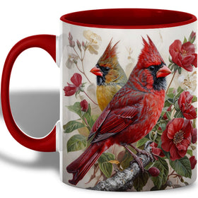 ATSAKA Cardinal mug front view with floral design for daily coffee ritual