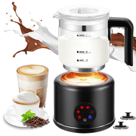 ATSENT 6-in-1 milk frother on counter creates silky latte foam.
