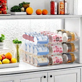 Attelite can organizer features accommodates up to 36 cans per layer.