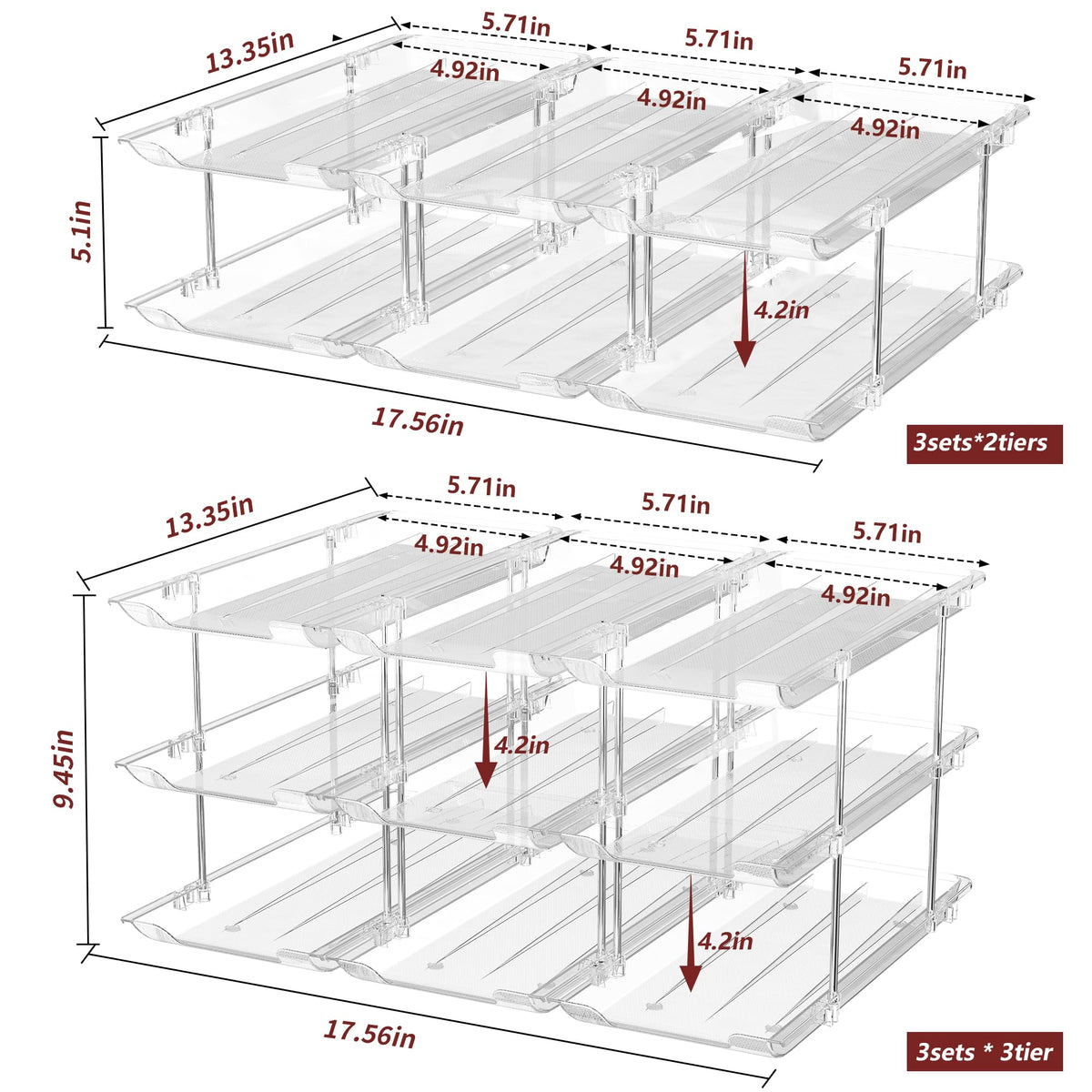 Attelite can organizer shows contents with transparent trays for quick inventory.