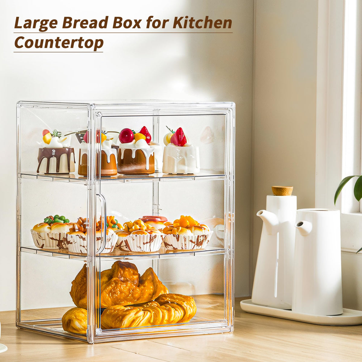 Attelite three-layer bread storage with adjustable dividers keeps pastries organized