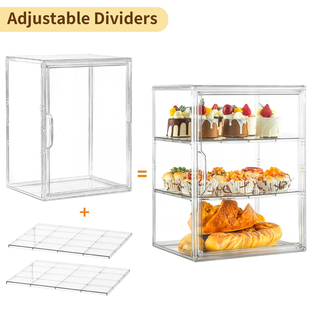 Attelite pastry display case showing tool-free easy assembly setup