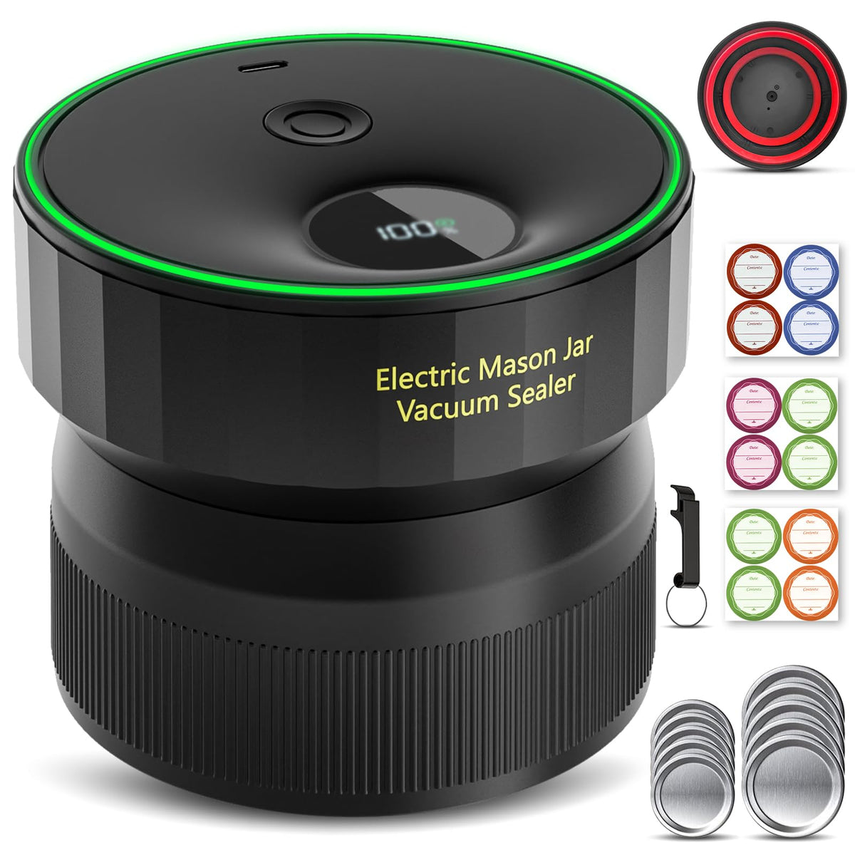 Attikbiz 2026 Mason Jar Vacuum Sealer front view for portable, efficient sealing.