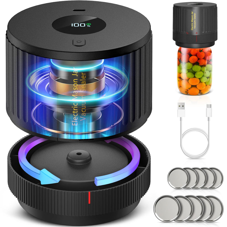 ATTIKBIZ Mason Jar Vacuum Sealer wide-mouth attachment preserves freshness for bulk jars.