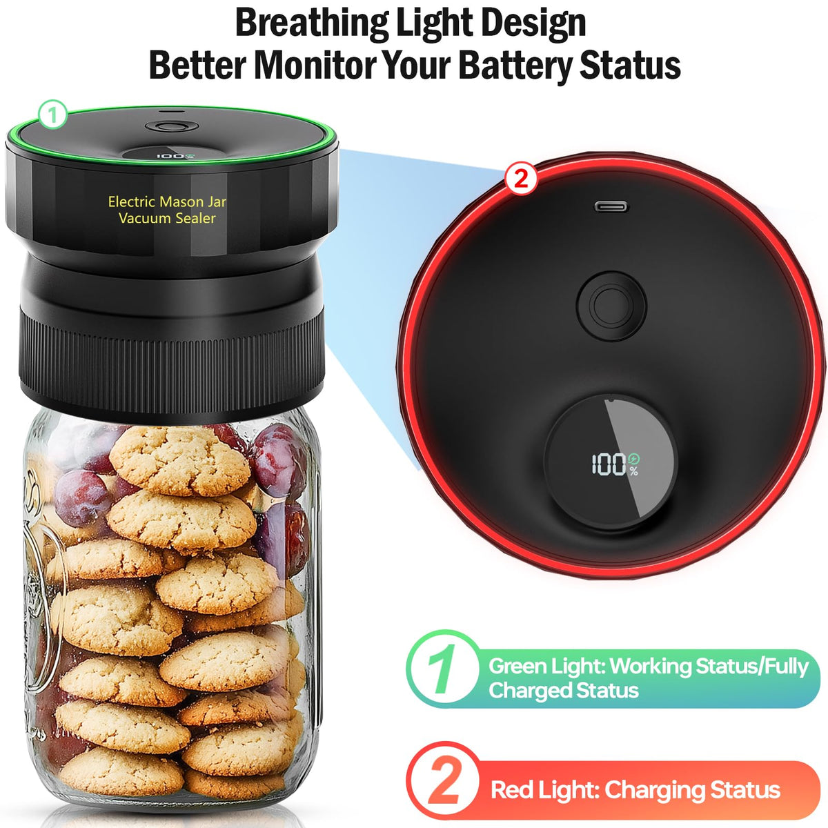 Attikbiz vacuum sealer in action seals a jar quickly and cleanly.
