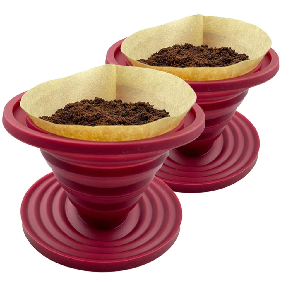 Attsky collapsible dripper assembled for camping, delivering fresh coffee on trail mornings.