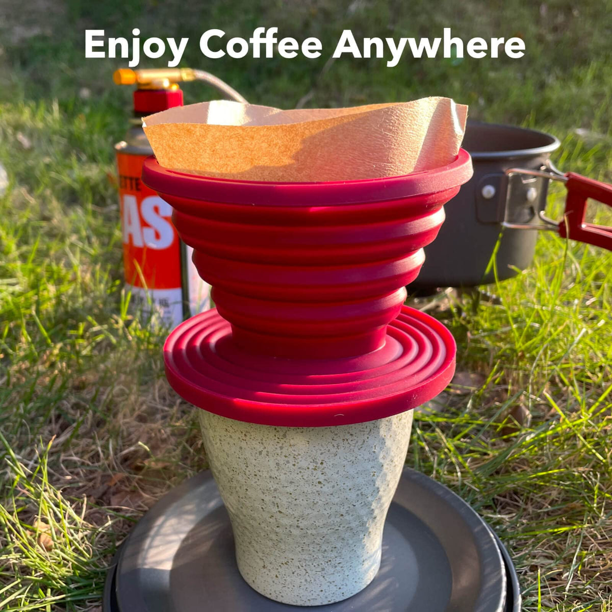 Attsky collapsible dripper in-pack, ready for quick outdoor coffee between hikes.