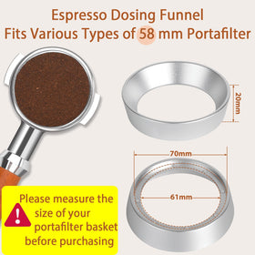 Lightweight aluminum espresso funnel designed for daily use