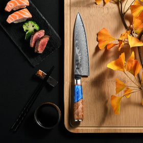 Atumuryou JPCK knife with ergonomic stabilized wood handle for comfortable grip