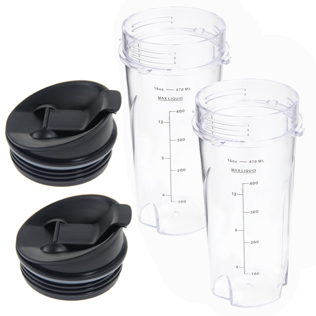 Atuwebo 16oz replacement cup for Ninja QB3001SS, front view with measurement marks