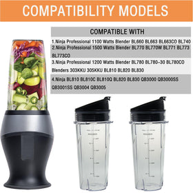 Atuwebo 16oz replacement cup for Ninja QB3001SS, side view with measurement lines