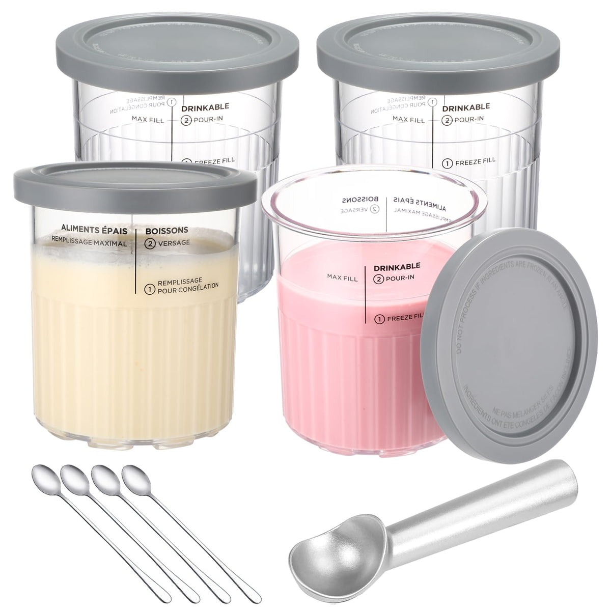 Atuwebo Creami Deluxe Pints with lids show leak-free storage for frozen treats.