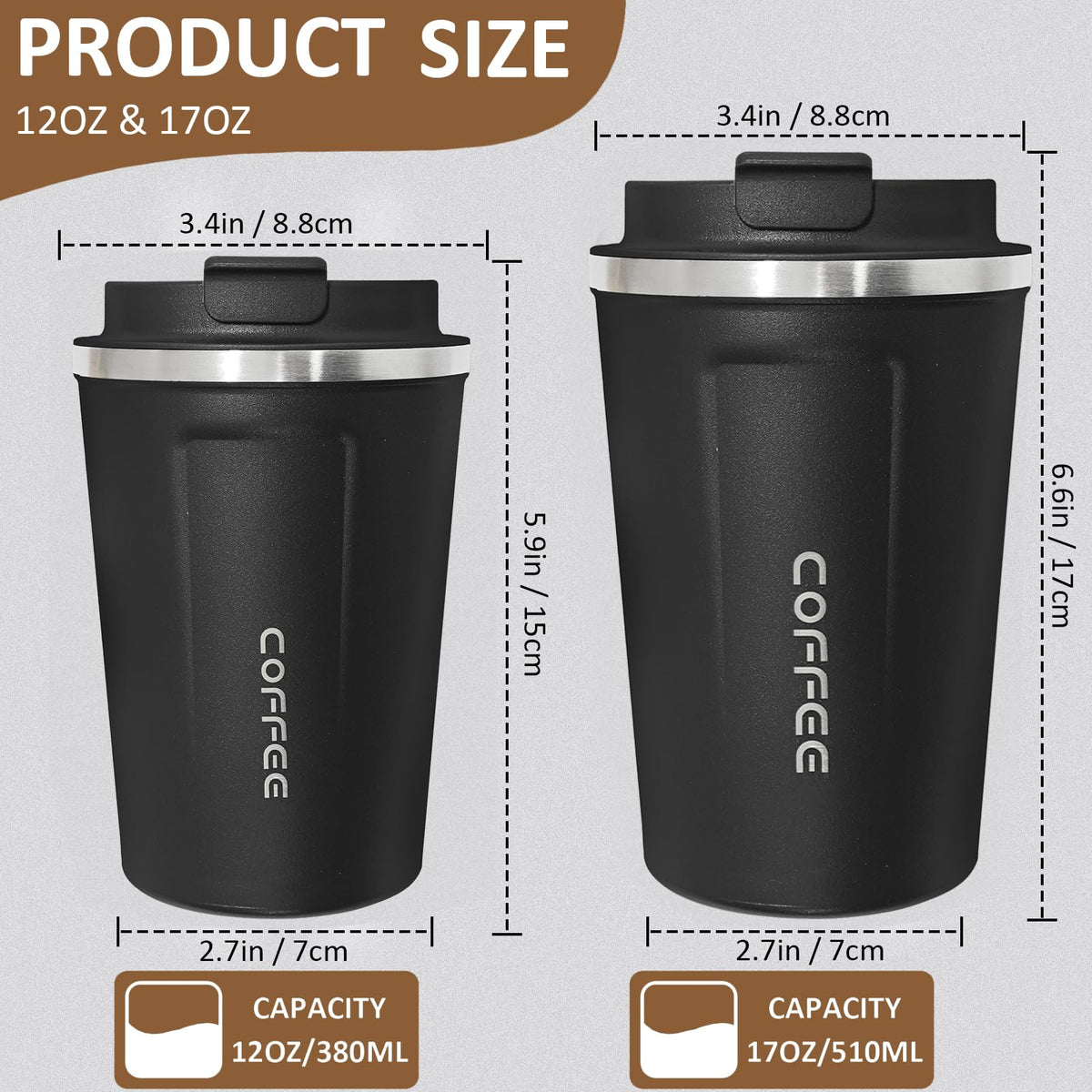 ATZNZIK 17oz insulated stainless steel cup on a counter