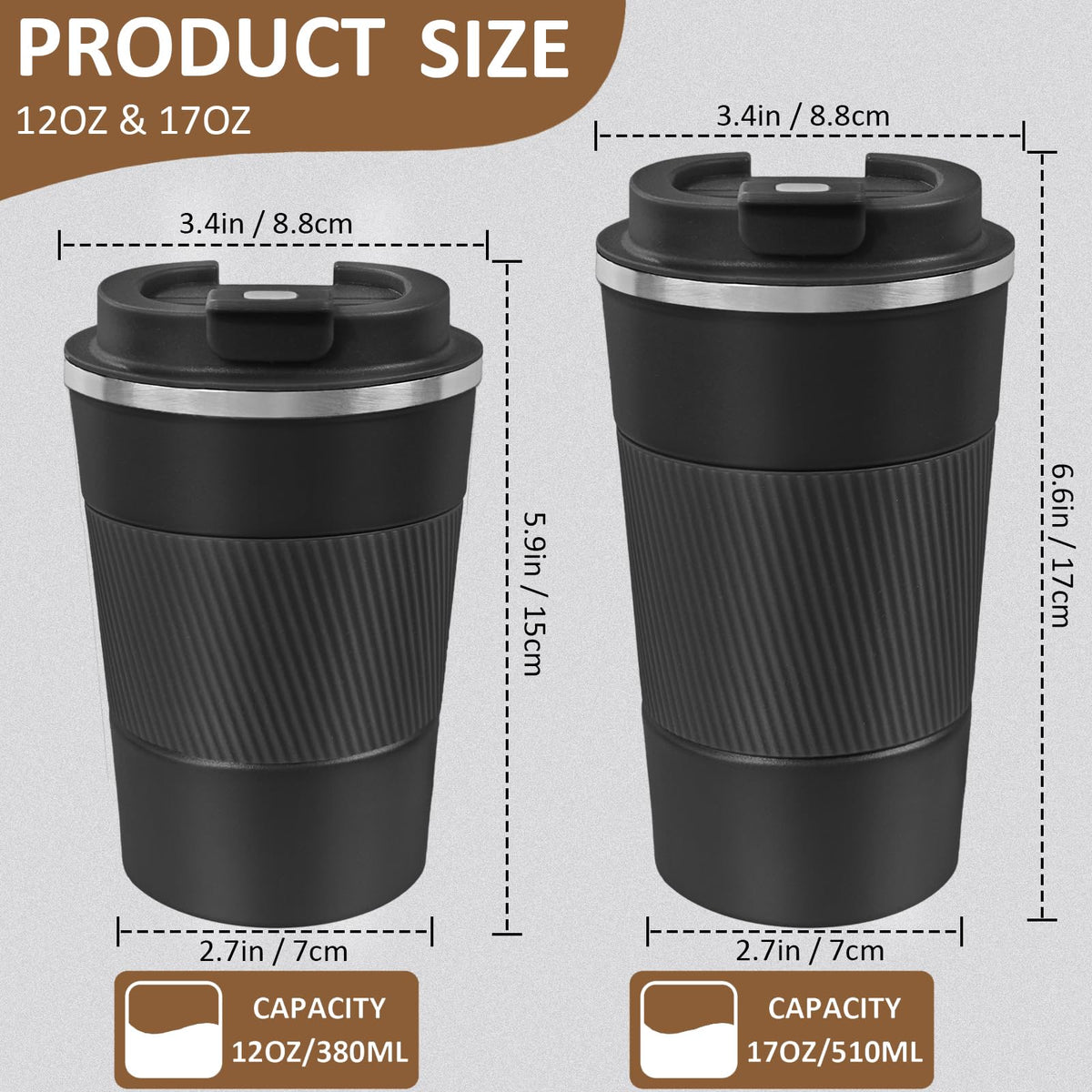ATZNZIK 17oz stainless steel mug with lid keeps drinks hot or cold on the go.