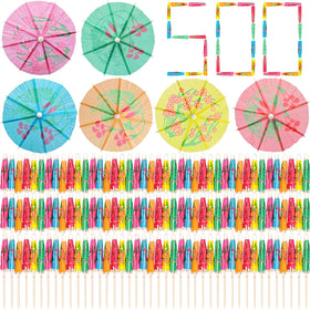 ATZNZIK 500-pack cocktail umbrellas add tropical flair to drinks.