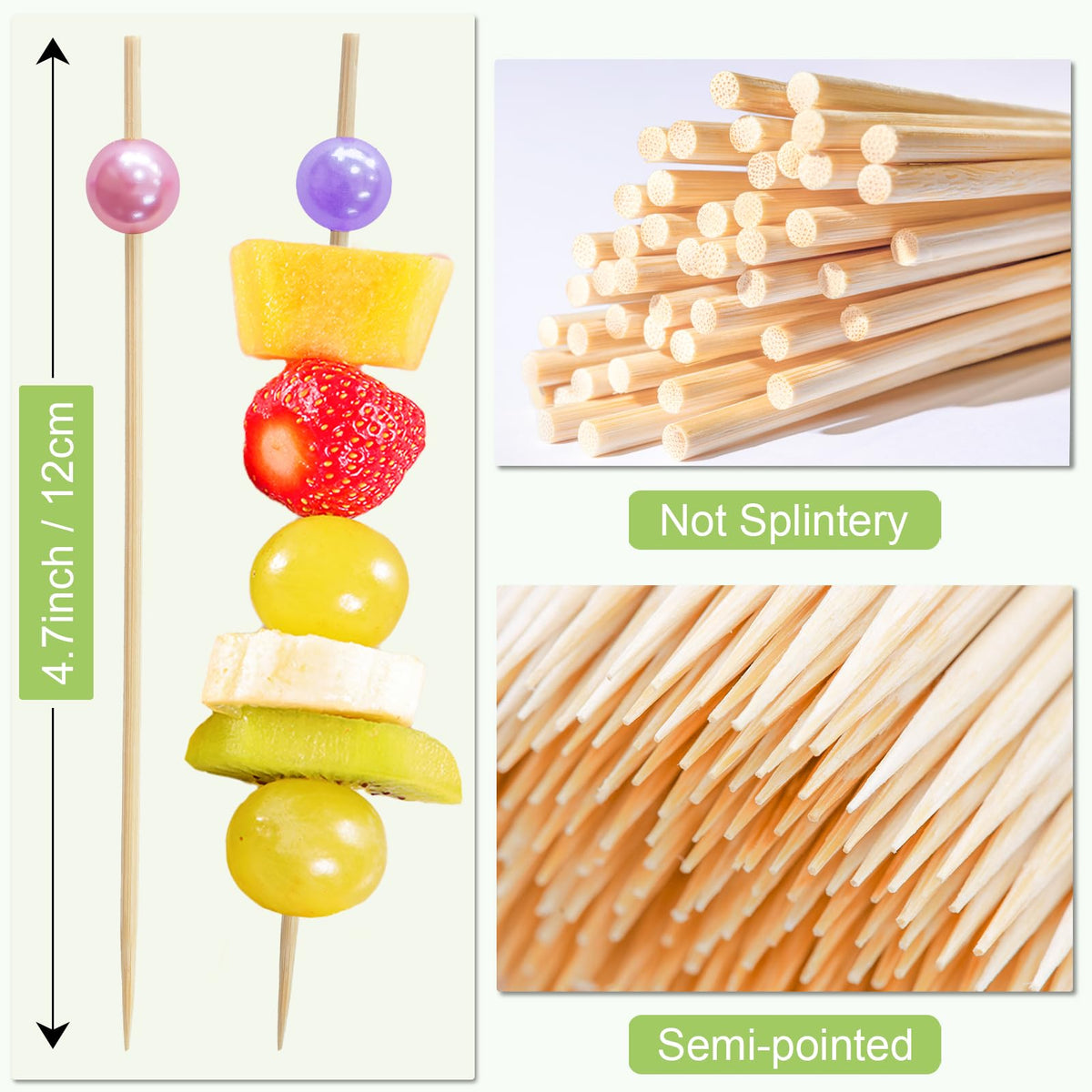 ATZNZIK bamboo appetizer picks 4.7 inches showcase natural material for fresh presentations.