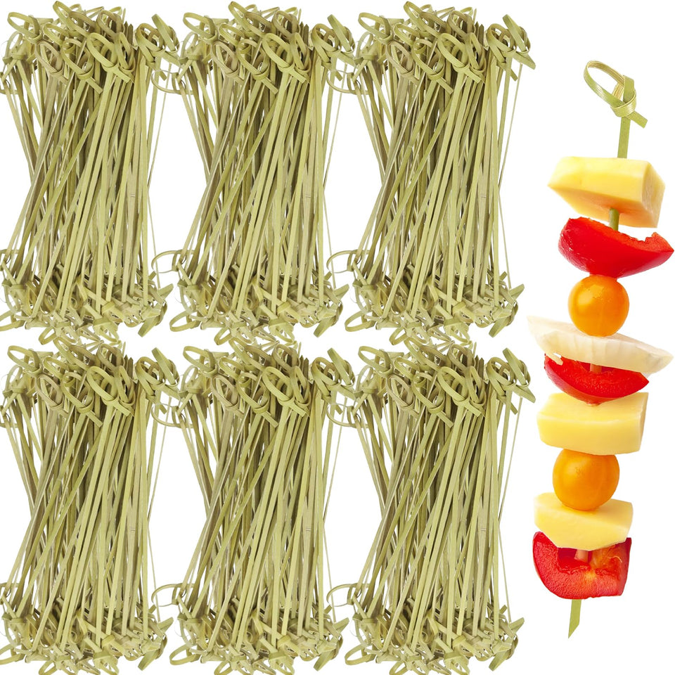 ATZNZIK bamboo skewers 4.7-inch knot design for chic appetizers