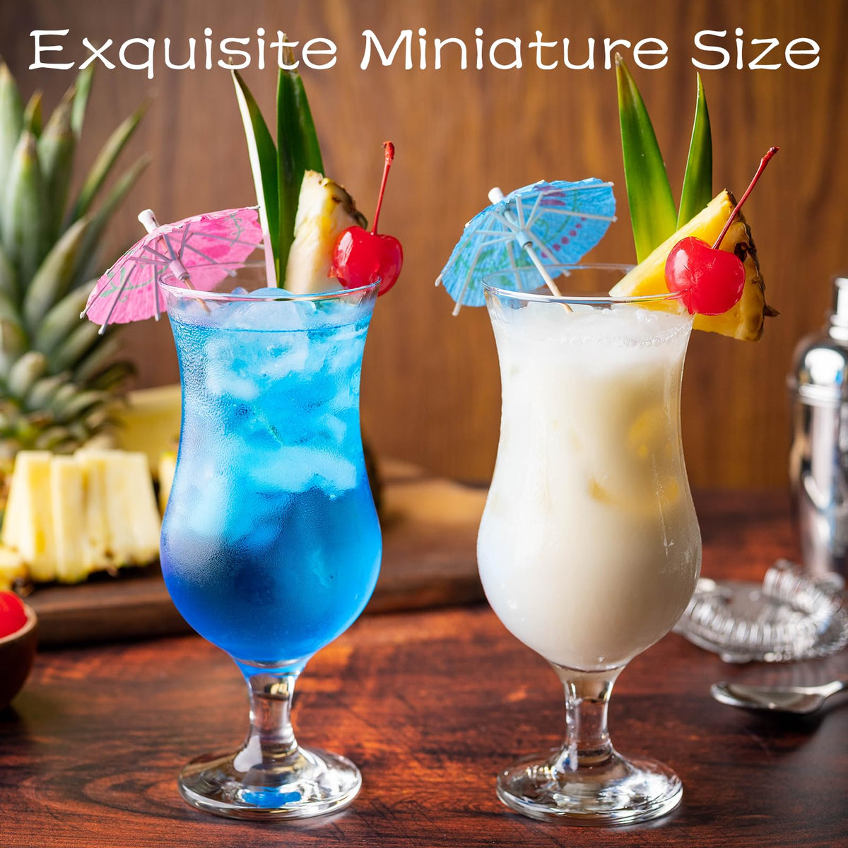 ATZNZIK colorful tropical umbrellas brighten cocktails with festive hues.