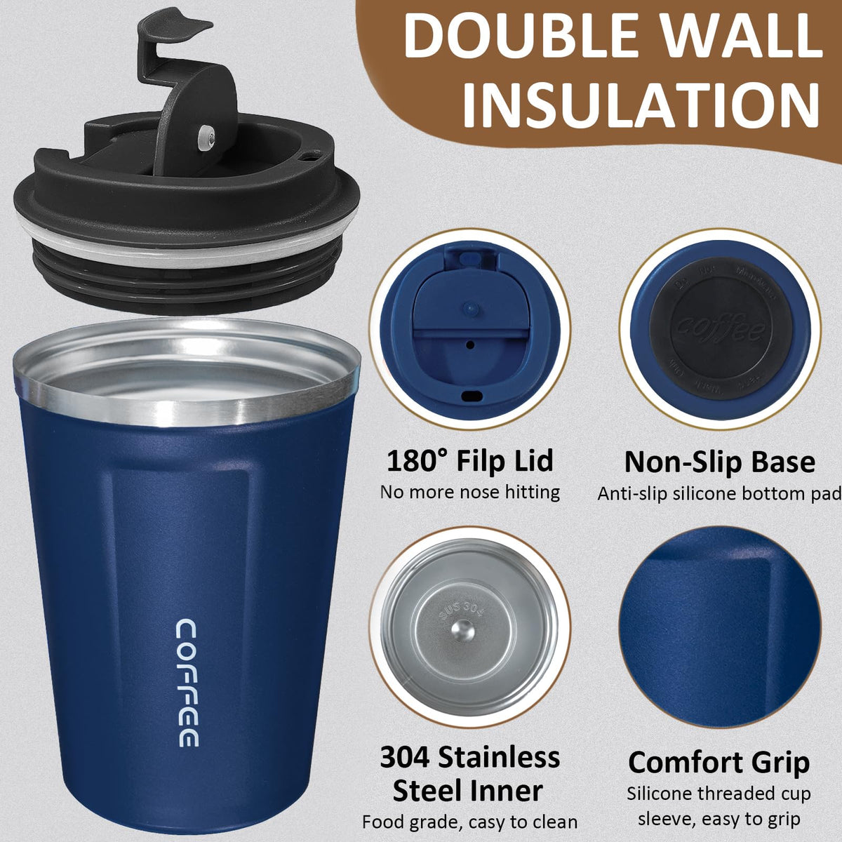 ATZNZIK lid with airtight silicone seal prevents spills