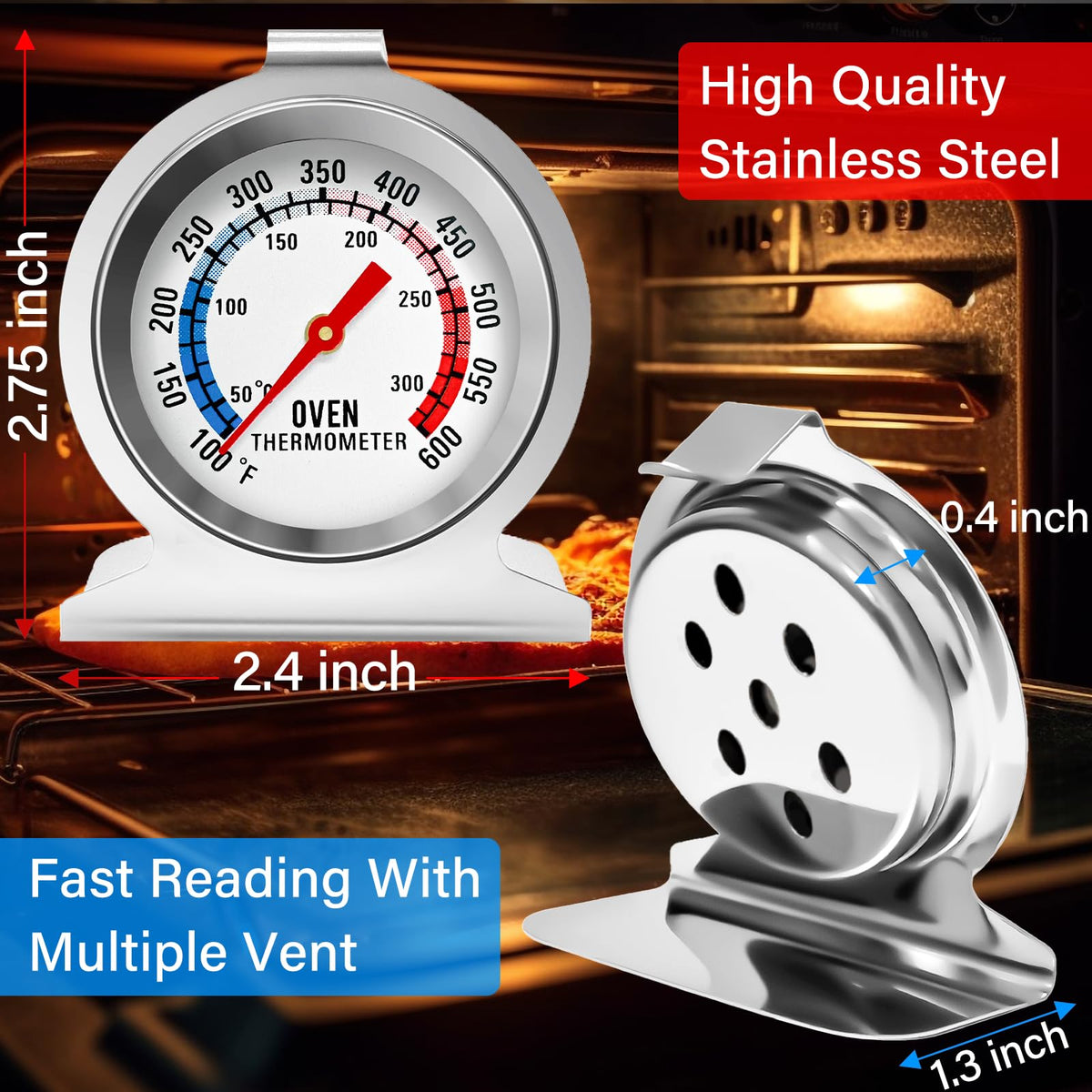 ATZNZIK stainless steel oven thermometer durable under high heat