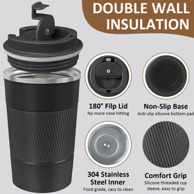 ATZNZIK stainless steel thermal mug preserves hot and cold drinks.