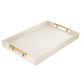 ATZYmolin wood tray with gold polished handles for stylish serving