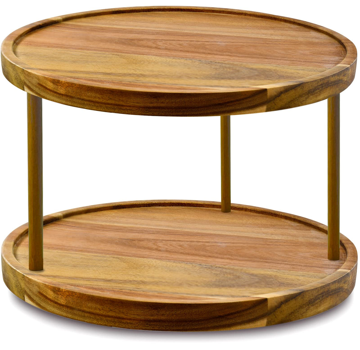 AUAM 10-inch Acacia lazy Susan keeps spices within reach with smooth rotation.